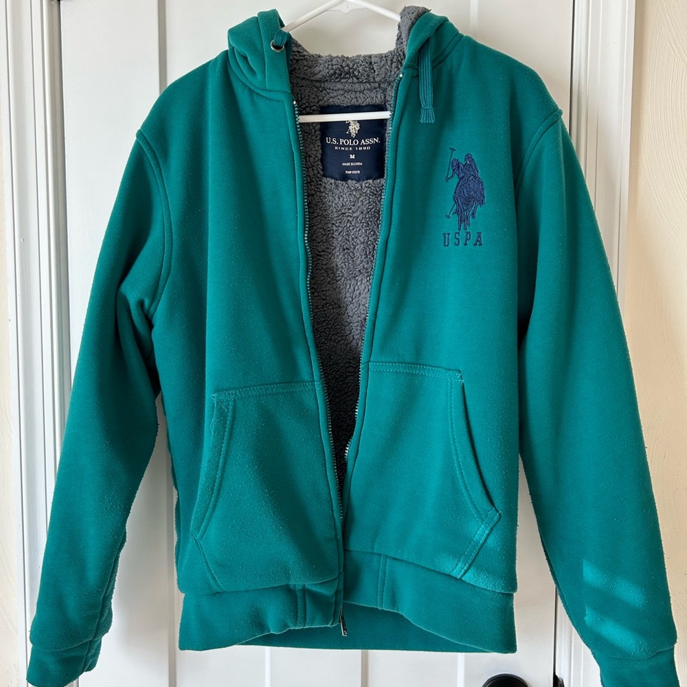 U.S. Polo Assn. Kids Teal Fleece-Lined Hoodie